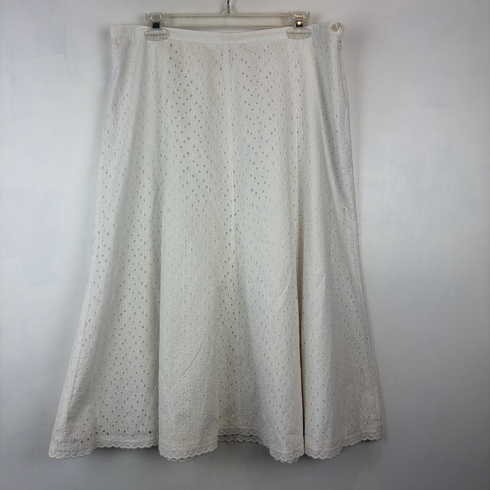 White Eyelet Maxi Skirt Lace  Boho Cottage Core Peasant